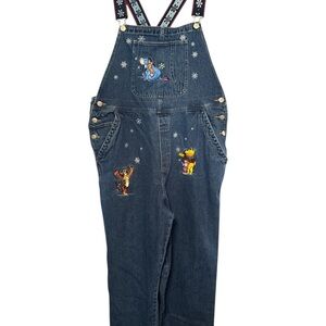 Disney Blue Denim Overalls with Winnie the Pooh Characters